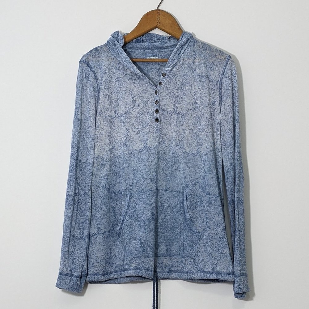 Ruff Hewn Women's blue ombre long sleeve hoodie, large